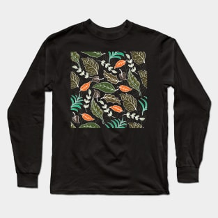 Seamless Background. Autumn Leaves Pattern texture Long Sleeve T-Shirt